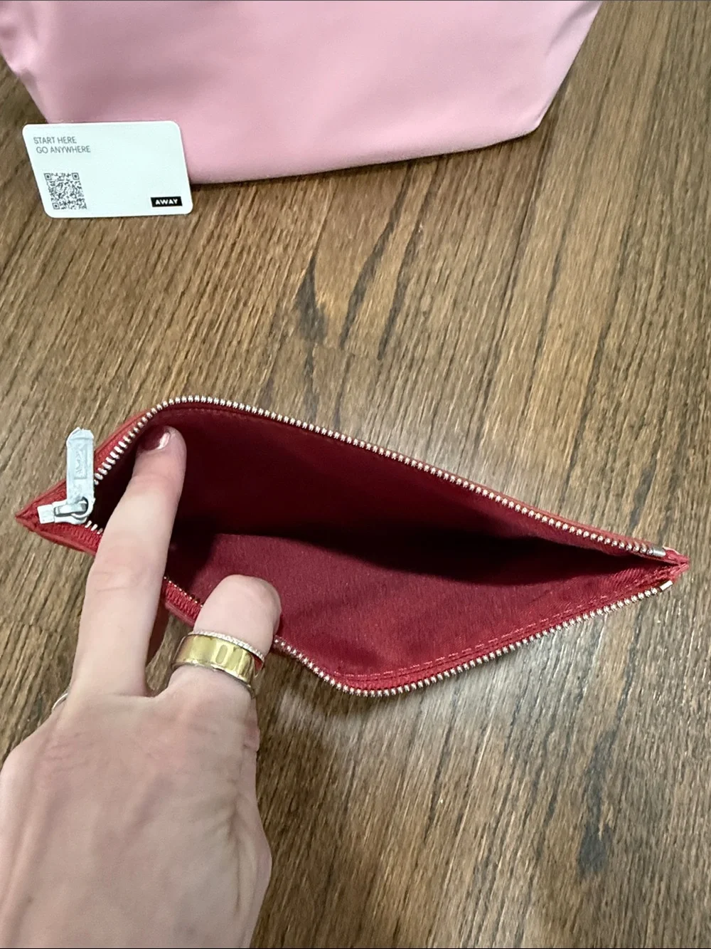 Away Two-Piece Pink and Red Cosmetic Pouch Set